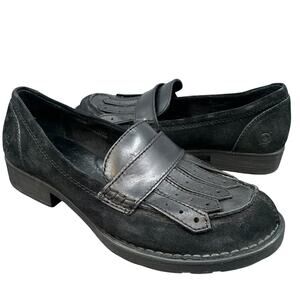 Born Shoes 7M Damskie Penny Fringe Loafers Leather Kiltie Goth Preppy Y2K Office
